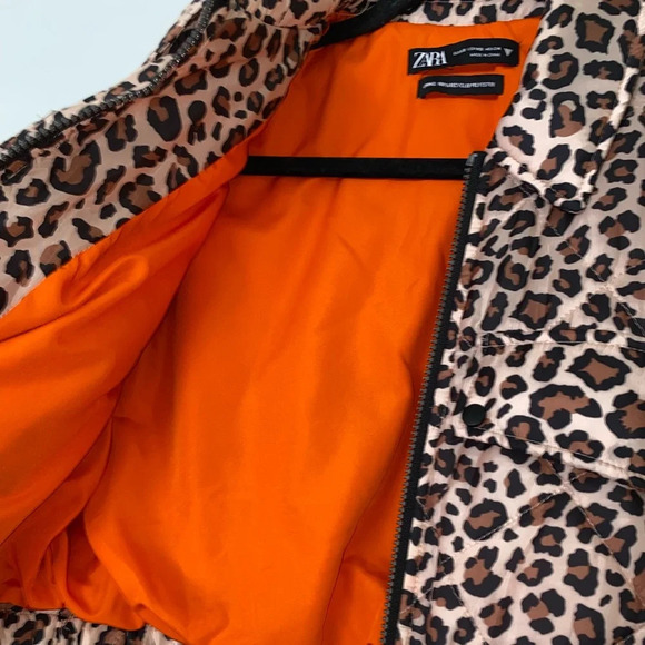 Zara cheetah print lightweight puffer crop Jacket - Picture 6 of 10